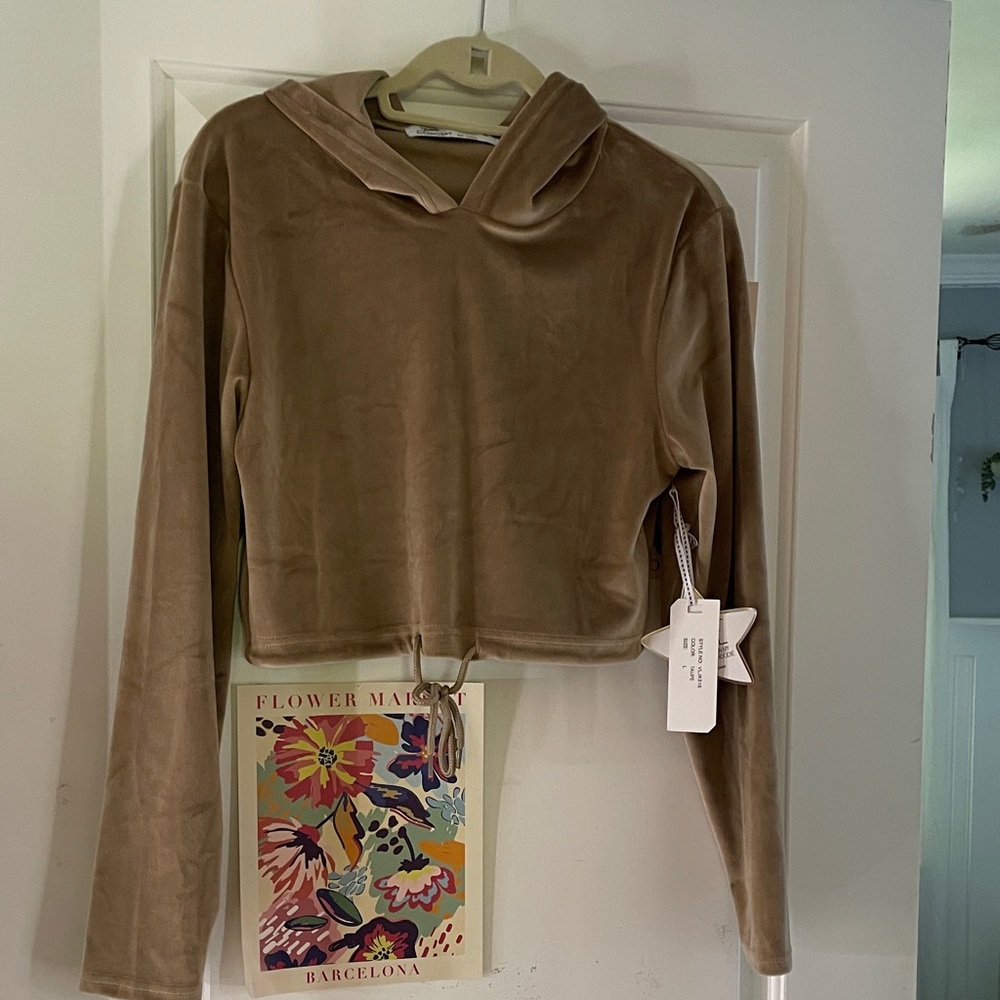 Velvet Tan Hoodie Sweatshirt